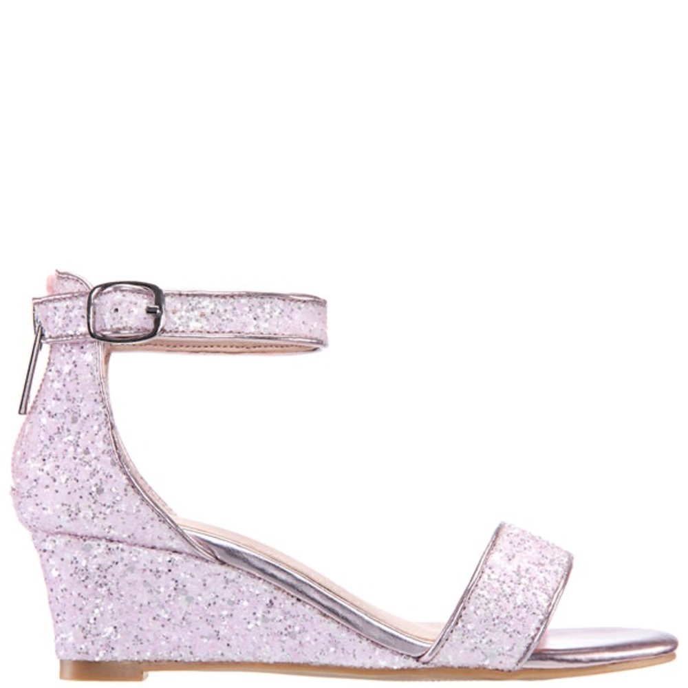 Nina KRISTINA PINK CHUNKY GLITTER WEDGE SANDALS Size US 2M